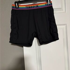 TomboyX Black Shorts with Rainbow Waistband